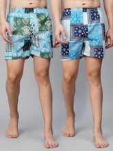 Men's Multicolor, 100% Cotton, Printed, Regular Fit, Inner Elastic, Mid-Rise, Boxers- Pack of 2