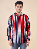 Men Cotton Print Regular Fit Stripe Shirt