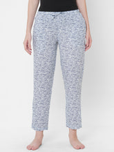 Women's Printed, Blue, Viscose, Regular Fit, Elasticated, Waistband, Pyjama With Side Pockets