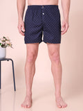 Navy Blue Men's Cotton Printed Boxer