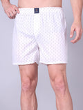 White Men's Cotton Printed Boxer