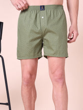 Green Men's Cotton Printed Boxer