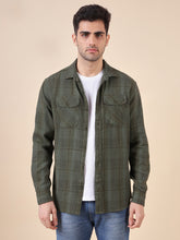 Men Plaid Flannel 3ply Cotton Casual Shacket