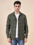 Men Plaid Flannel 3ply Cotton Casual Shacket