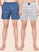 Men’s 100% Cotton Printed Boxers Shorts With Side Pockets (Pack of 2)
