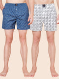 Men’s 100% Cotton Printed Boxers Shorts With Side Pockets (Pack of 2)