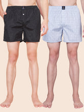 Men’s 100% Cotton Printed Boxers Shorts With Side Pockets (Pack of 2)