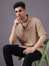 Men Solid Textured Cotton Dobby Relaxed Fit Shirt