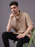 Men Solid Textured Cotton Dobby Relaxed Fit Shirt
