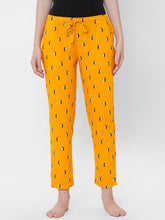 Women's Printed, Mustard, Viscose, Regular Fit, Elasticated, Waistband, Pyjama With Side Pockets