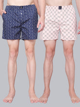 Men’s 100% Cotton Printed Boxers Shorts With Side Pockets (Pack of 2)