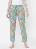 Women's Floral Print, Multicolor, Viscose, Regular Fit, Elasticated, Waistband, Pyjama With Side Pockets