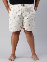 Men's White, 100% Cotton, Printeded, Regular Fit, Inner Elastic, Mid-Rise, Plus Size Boxers