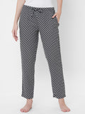 Women's Polka Print, Black, Viscose, Regular Fit, Elasticated, Waistband, Pyjama With Side Pockets