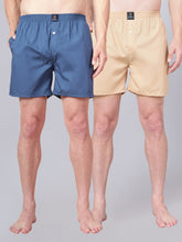 Men’s 100% Cotton Solid Boxers Shorts With Side Pockets (Pack of 2)