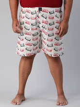 Men's Multicolor, 100% Cotton, Printeded, Regular Fit, Inner Elastic, Mid-Rise, Plus Size Boxers