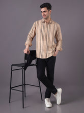 Men Textured Stripe Regular Fit Cotton Shirt