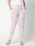 Women's Floral Print, Pink, Viscose, Regular Fit, Elasticated, Waistband, Pyjama With Side Pockets