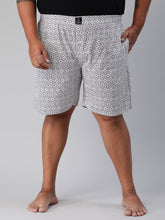 Men's Grey, 100% Cotton, Printeded, Regular Fit, Inner Elastic, Mid-Rise, Plus Size Boxers