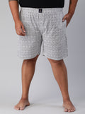 Men's Grey, 100% Cotton, Printeded, Regular Fit, Inner Elastic, Mid-Rise, Plus Size Boxers
