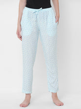 Women's Striped, Blue, Viscose, Regular Fit, Elasticated, Waistband, Pyjama With Side Pockets