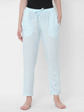 Women's Striped, Blue, Viscose, Regular Fit, Elasticated, Waistband, Pyjama With Side Pockets
