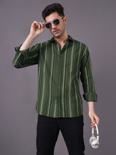Men Textured Stripe Regular Fit Cotton Shirt
