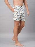 Men's Multicolor, 100% Cotton, Printed, Regular Fit, Inner Elastic, Mid-Rise, Boxers