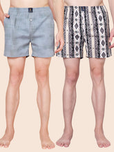 Men’s 100% Cotton Printed Boxers Shorts With Side Pockets (Pack of 2)