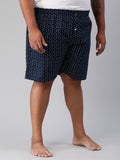 Men's Black, 100% Cotton, Printeded, Regular Fit, Inner Elastic, Mid-Rise, Plus Size Boxers
