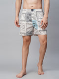 Men's Multicolor, 100% Cotton, Printed, Regular Fit, Inner Elastic, Mid-Rise, Boxers- Pack of 2