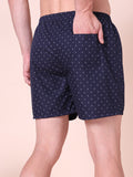 Navy Blue Men's Cotton Printed Boxer