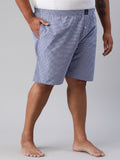 Men's Blue, 100% Cotton, Checkered, Regular Fit, Inner Elastic, Mid-Rise, Plus Size Boxers