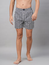 Men's Black, 100% Cotton, Printed, Regular Fit, Inner Elastic, Mid-Rise, Boxers