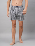 Men's Black, 100% Cotton, Printed, Regular Fit, Inner Elastic, Mid-Rise, Boxers