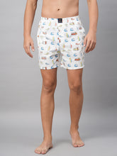 Men's Multicolor, 100% Cotton, Printed, Regular Fit, Inner Elastic, Mid-Rise, Boxers