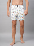 Men's Multicolor, 100% Cotton, Printed, Regular Fit, Inner Elastic, Mid-Rise, Boxers
