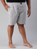 Men's Grey, 100% Cotton, Printeded, Regular Fit, Inner Elastic, Mid-Rise, Plus Size Boxers
