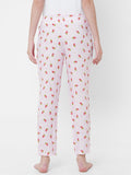 Women's Printed, Pink, Viscose, Regular Fit, Elasticated, Waistband, Pyjama With Side Pockets