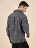 Men Jacquard-Weave Oversized Cotton Shacket