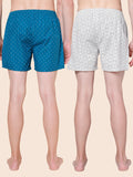 Men’s 100% Cotton Printed Boxers Shorts With Side Pockets (Pack of 2)