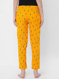 Women's Printed, Mustard, Viscose, Regular Fit, Elasticated, Waistband, Pyjama With Side Pockets