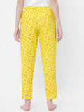 Women's Floral Print, Yellow, Viscose, Regular Fit, Elasticated, Waistband, Pyjama With Side Pockets
