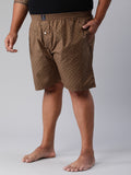 Men's Brown, 100% Cotton, Printeded, Regular Fit, Inner Elastic, Mid-Rise, Plus Size Boxers