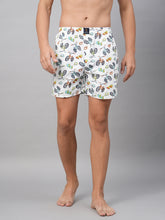 Men's Multicolor, 100% Cotton, Printed, Regular Fit, Inner Elastic, Mid-Rise, Boxers
