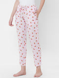 Women's Printed, Pink, Viscose, Regular Fit, Elasticated, Waistband, Pyjama With Side Pockets