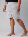 Men's Grey, 100% Cotton, Printeded, Regular Fit, Inner Elastic, Mid-Rise, Plus Size Boxers