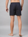 Men's Navy, 100% Cotton, Printed, Regular Fit, Inner Elastic, Mid-Rise, Boxers