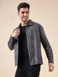 Men Jacquard-Weave Oversized Cotton Shacket