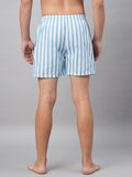 Men's Blue, 100% Cotton, Printed, Regular Fit, Inner Elastic, Mid-Rise, Boxers